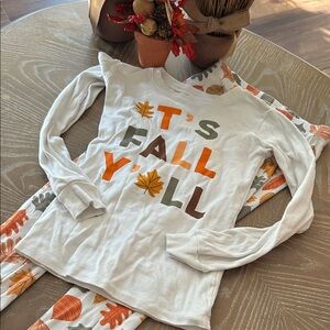 Kids Autumn Leaves Fall Harvest Pajama Set size 8